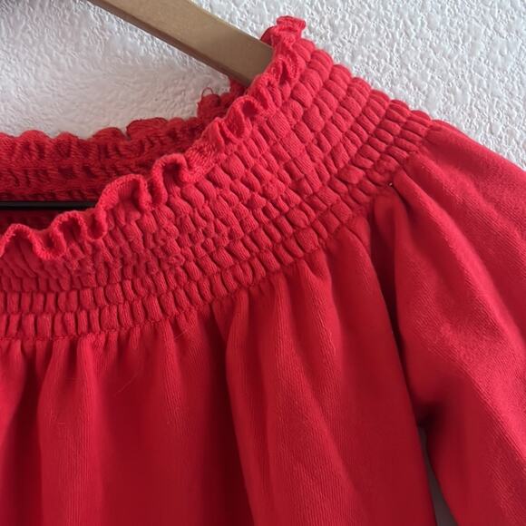 Urban Outfitters Kimchi Blue Smocked Neckline Cropped Sweatshirt Top Red XS - Picture 3 of 8